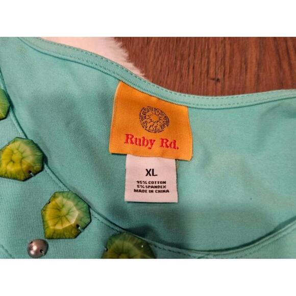 Ruby Rd. Aqua Blue Embellished Top - Picture 5 of 6